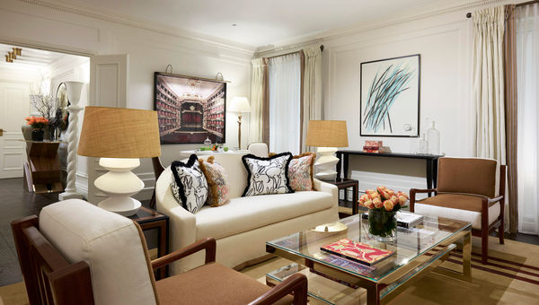 A living room area in a suite at The Carlton Milan.