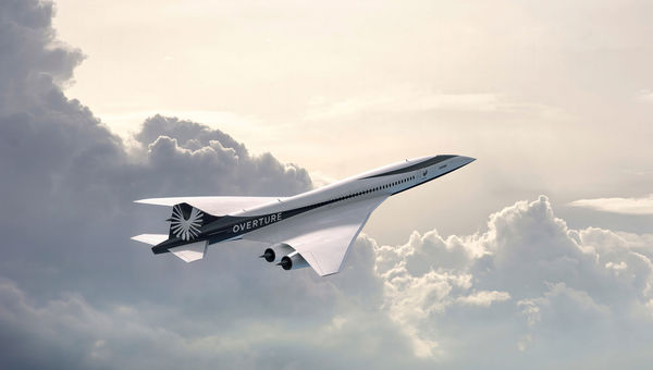 A rendering of Boom's Overture supersonic aircraft design.