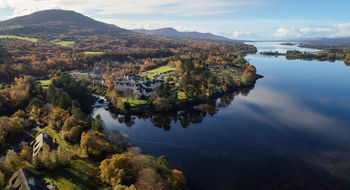 An aerial view of the Sheen Falls Lodge, just outside Kenmare in Ireland.