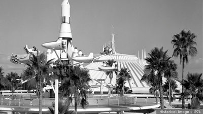 A historical image of Space Mountain at Walt Disney World, seen here in 1974 ahead of its official opening.