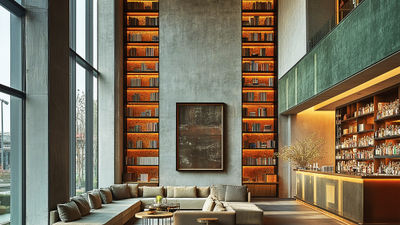 A rendering of the lobby bar at the HQ Hotel Sao Paolo, which is on track to open in 2028.