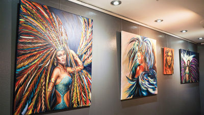 Carnival-inspired artwork can be found on the walls of We Culture, an 8,000-square-foot Carnival museum in Maho Bay, St. Maarten.