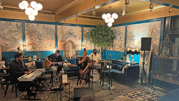 Musicians in the Peacock Room in the Kimpton Hotel Fontenot.