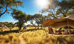 The Onguma Trails Camp, seen here in a rendering, features four luxury bell tents with en-suite, outdoor bathrooms and private wood-fired hot tubs.