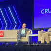 Norwegian Cruise Line Holdings CEO Harry Sommer, left, and Travel Weekly editor in chief Arnie Weissmann on stage at the 2024 CruiseWorld show.