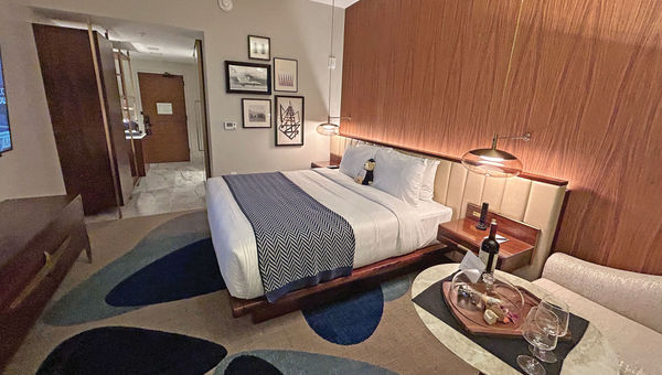 Rooms at the Hotel Polaris feature midcentury-modern design.