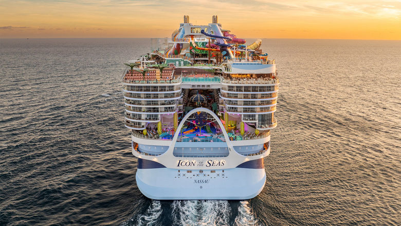 Stern view of Icon of the Seas. Not only is Royal Caribbean Group seeing improvement for sales of on its new tonnage like Icon, but also on its other vessels, CEO Jason Liberty said.