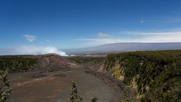 The view from Kilauea Iki Overlook at Hawaii Volcanoes National Park.