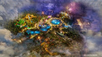 A rendering of Epic Universe, which will officially open on May 22, 2025.