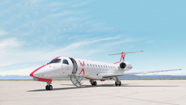 JSX’s 30-seat Embraer 135 takes guests from a number of cities to Las Vegas. Public charter carriers such as JSX will have to screen passengers like standard commercial airlines under new rules put forward by TSA.