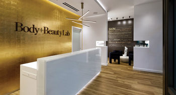 The lobby of Body+Beauty Lab, a day spa that's one of the wellness amenities at the AKA West Palm.