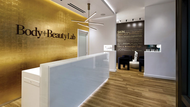 The lobby of Body+Beauty Lab, a day spa that's one of the wellness amenities at the AKA West Palm.